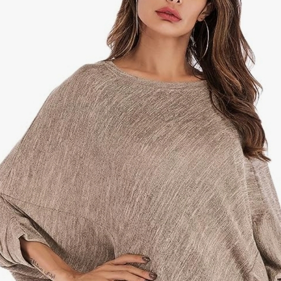 Knox rose oversize soft stretchy brown poncho sweater boho top M - Picture 1 of 11